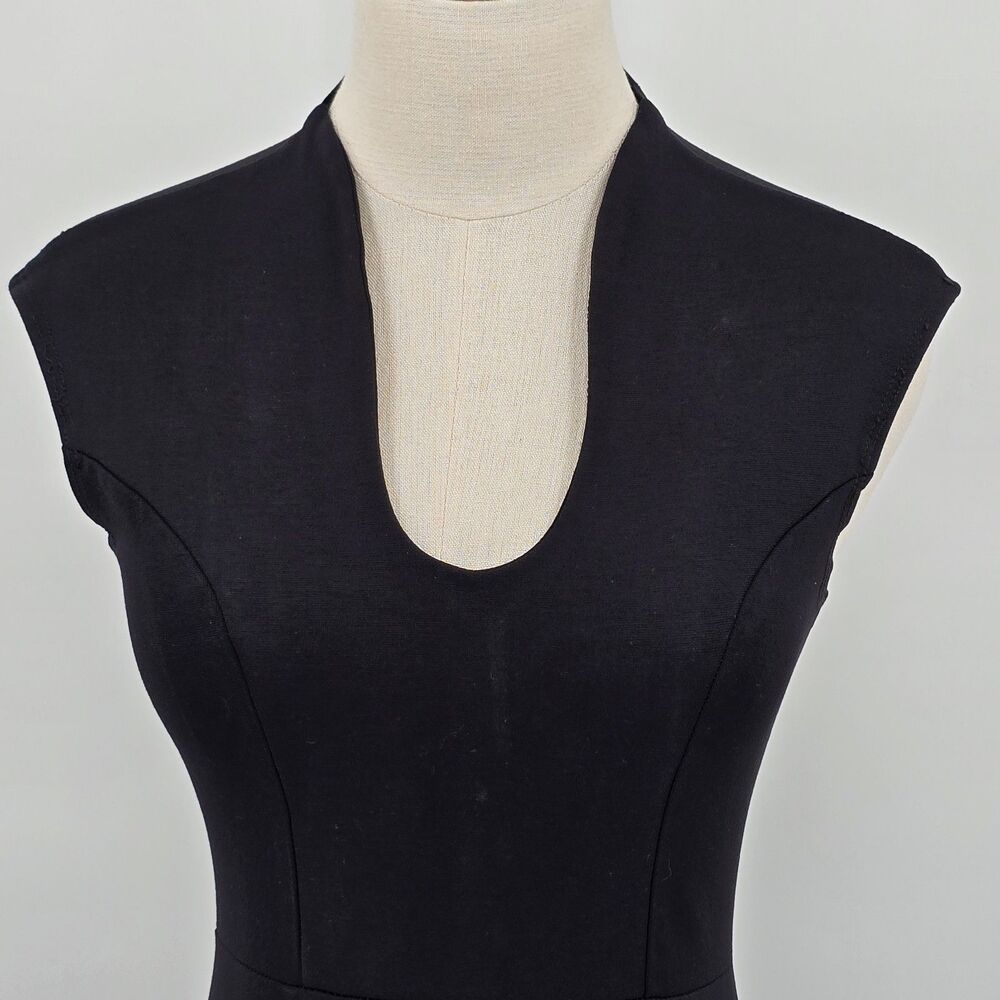 Rolla Coster Body Con Dress Women's S Black Plunge Neck Gold Zipper